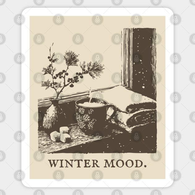 Winter Mood for a Snowy Day Spent Reading by the Window Sticker by TuncGK